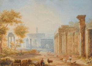 View Of The Forum, Rome by Henri Leveque Oil Painting