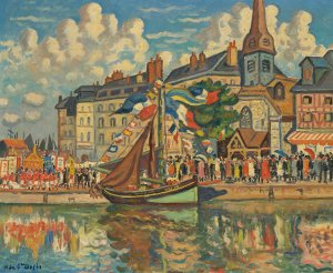 Boat In Harbor by Henri Lienard De Saint-Delis Oil Painting