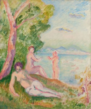 Composition, trois baigneuses by Henri Manguin Oil Painting