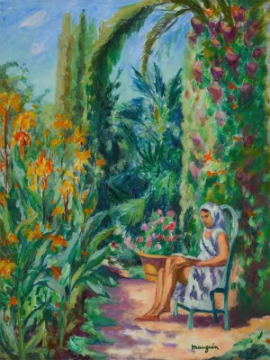 Odette dans le jardin de l'Oustalet Oil painting by Henri Manguin