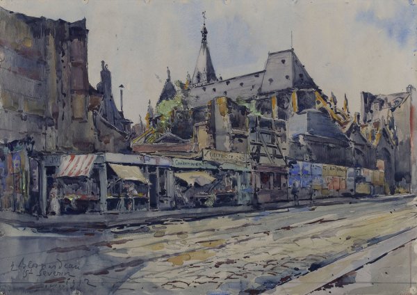 L'eglise Saint Severin  by Henri-Marie-Georges Bernardeau - Hand-Painted Oil Painting Reproduction