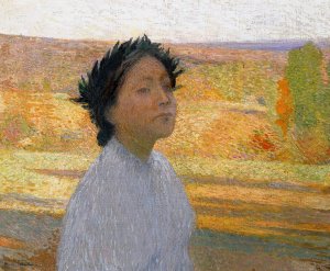 Buste De Jeune Fille Avec Un Couronne De Laurier by Henri Martin Oil Painting