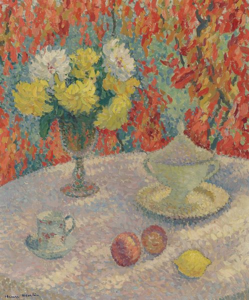 Dahlias Au Soleil  by Henri Martin - Hand-Painted Oil Painting Reproduction