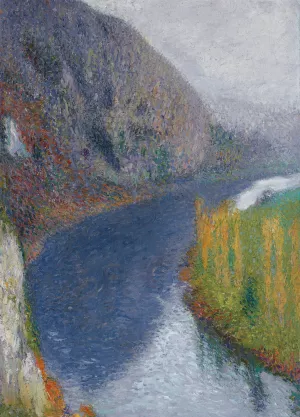Le Lot au pied des falaises de St-Cirq-Lapopie Oil painting by Henri Martin