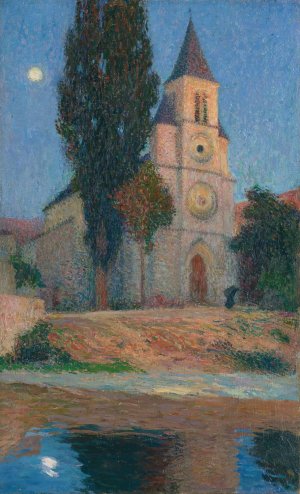 Lever De Lune Derriere L'eglise De La Bastide-Du-Vert by Henri Martin Oil Painting