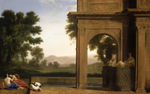 Classical Landscape with Figures by Henri Mauperche Oil Painting