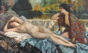 Repos Au Bord Du Lac by Henri Montassier Oil Painting