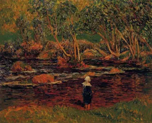 A Ford, Pont-Aven River by Henri Moret Oil Painting