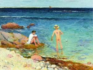 Bathers at Gavres Oil painting by Henri Moret