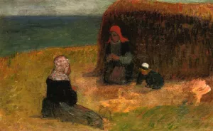 Breton Women witih Haystack painting by Henri Moret