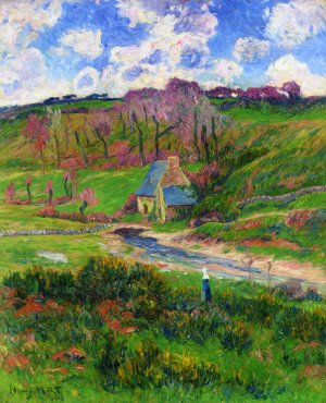 Bretons on the Banks of a River Oil painting by Henri Moret