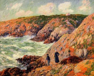 Cliffs of Moellan, Finistere Oil painting by Henri Moret