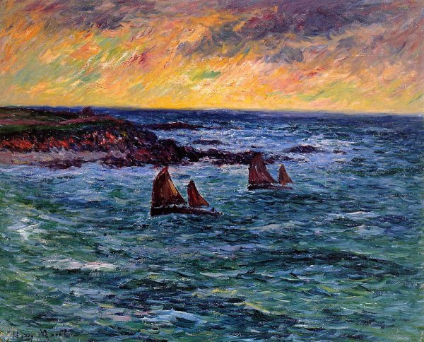 Main Product Photo of Evening, Audierne Painting by Henri Moret