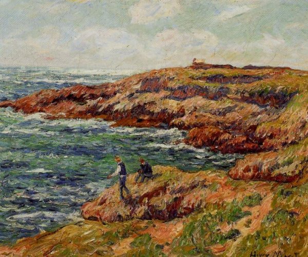 Fishermen on the Breton Coast by Henri Moret - Hand-Painted Oil Painting Reproduction
