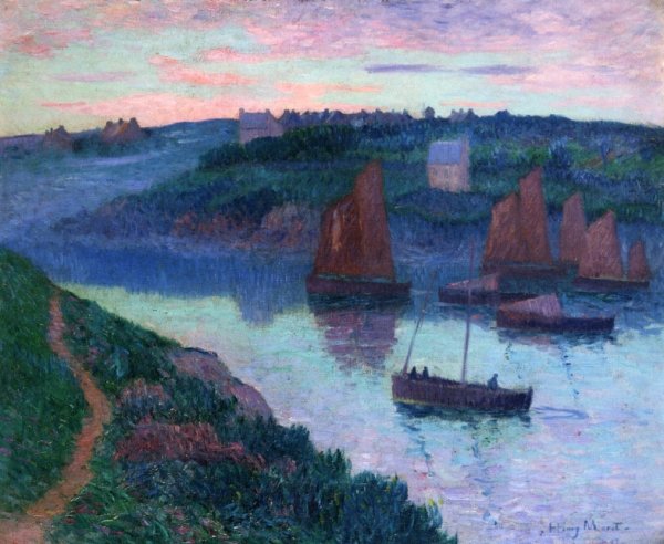 Fishing Boats in Brittany by Henri Moret - Hand-Painted Oil Painting Reproduction