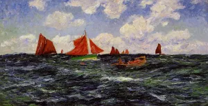 Fishing Boats off the Coast by Henri Moret - Oil Painting Reproduction