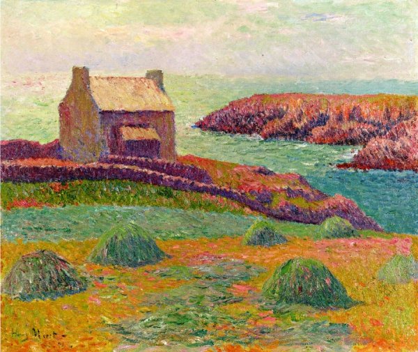 House on a Hill by Henri Moret - Hand-Painted Oil Painting Reproduction