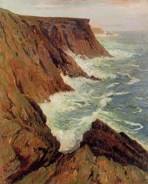 La Cote Sauvage, Croix by Henri Moret La Cote Sauvage, Croix Oil painting by Henri Moret