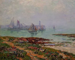 Misty Day at Dielette - the Manche by Henri Moret Oil Painting