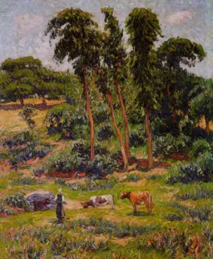 Peasant and Her Herd by Henri Moret Oil Painting