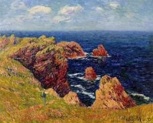 Promenade on the Coastal Path by Henri Moret - Oil Painting Reproduction