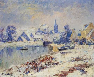 Quimper, Lake Marie in the Snow Oil painting by Henri Moret