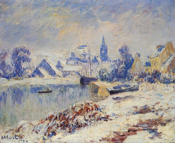 Main Product Photo of Quimper, Lake Marie in the Snow Painting by Henri Moret
