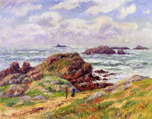 Rocks at Porspoder, Finistere Oil painting by Henri Moret