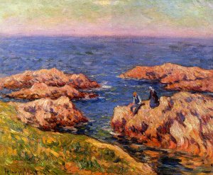 Rocky Coast, Brittany Oil painting by Henri Moret