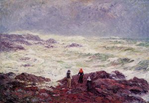 Rough Weather at Raguenez, Near Pont Aven Oil painting by Henri Moret