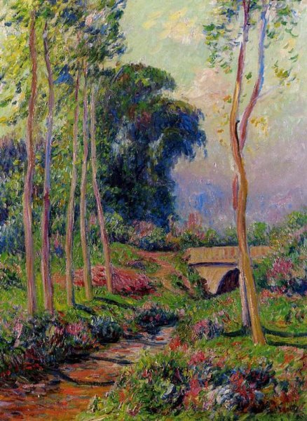 Row of Large Poplars by Henri Moret - Hand-Painted Oil Painting Reproduction