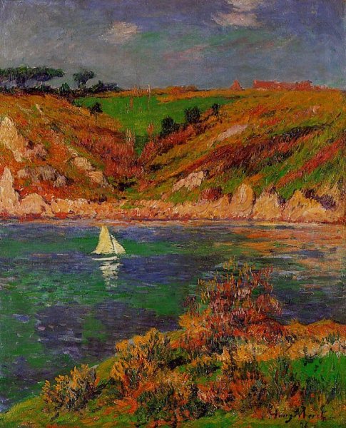 Sailboats in Brittany by Henri Moret - Hand-Painted Oil Painting Reproduction