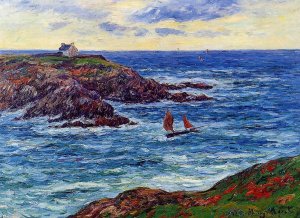Sailboats off the Coast of Douelian Oil painting by Henri Moret