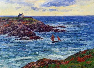 Sailboats off the Coast of Douelian painting by Henri Moret