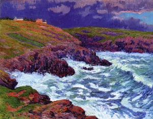 Storm, the Coast of Finestere by Henri Moret Oil Painting