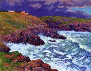 Storm, the Coast of Finestere by Henri Moret Storm, the Coast of Finestere Oil painting by Henri Moret