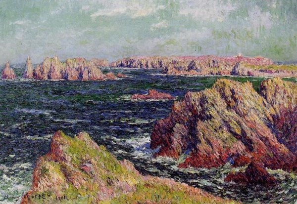 The Cliffs of Belle Ile by Henri Moret - Hand-Painted Oil Painting Reproduction