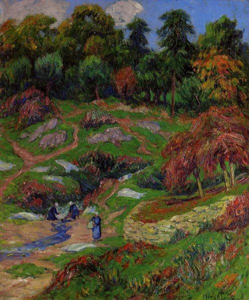The Laundry at Doelan, Finistere by Henri Moret - Hand-Painted Oil Painting Reproduction