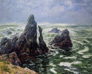The Needles of Port-Cotom, Belle Ile Oil painting by Henri Moret