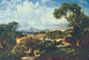 View of Santa Teresa Convent from the Heights of Paula Matos by Henri Nicolas Vinet Oil Painting