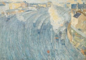 Gare Du Luxembourg Dans La Brume Du Matin by Henri Ottmann Oil Painting