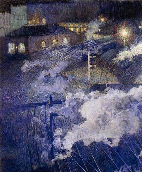 The Luxembourg Station, Brussels by Henri Ottmann - Hand-Painted Oil Painting Reproduction