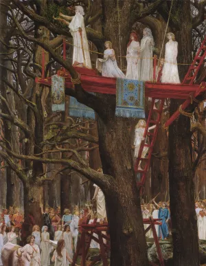Druids Cutting the Mistletoe on the Sixth Day of the Moon by Henri Paul Motte - Oil Painting Reproduction