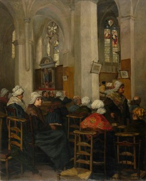 La messe a Pavant by Henri Pille Oil Painting