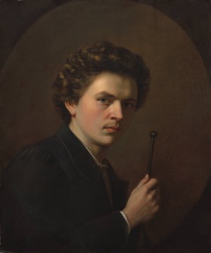 Self-Portrait with a Maulstick by Henri Regnault Oil Painting