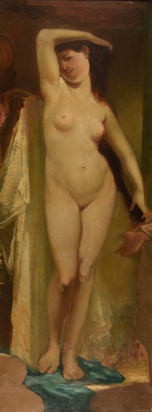Un marche d'esclaves a Alexandrie; Esclave nue en pied by Henri Regnault Oil Painting