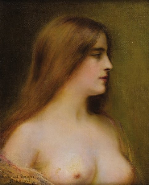 Portrait of a Young Woman by Henri Rondel - Hand-Painted Oil Painting Reproduction