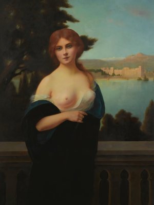 Young Woman In A Landscape Oil painting by Henri Rondel