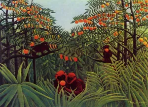 Apes in the Orange Grove by Henri Rousseau - Oil Painting Reproduction