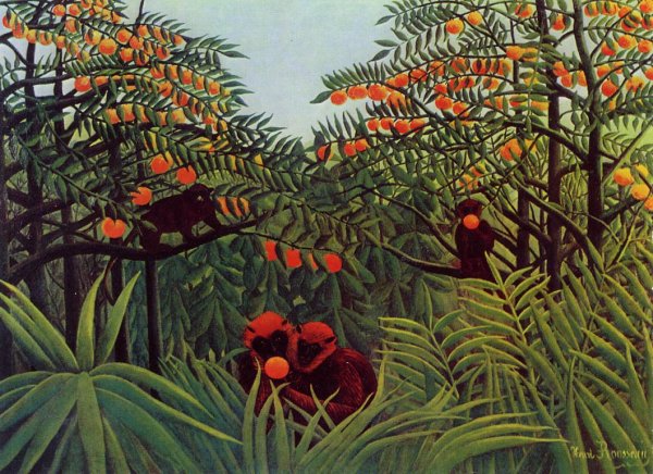Main Product Photo of Apes in the Orange Grove Painting by Henri Rousseau